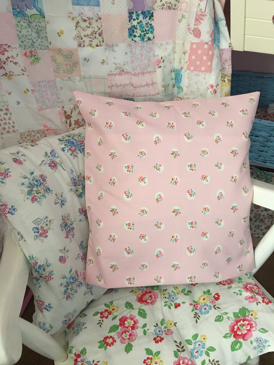 Cath kidston Pink Floral Spot cotton duck fabric cushion cover