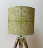 Hand Printed Linen Lampshade in Chartreuse Green - Image 1