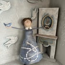 Paper mache Emily Dickinson artist doll 