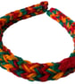 Knitted Headband Alice Hair Band Handmade repurposed materials Red Orange Green