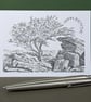 Sticks and Stones Pencil Art Card: Blank or Personalised A6-Size Greetings Card - Image 5
