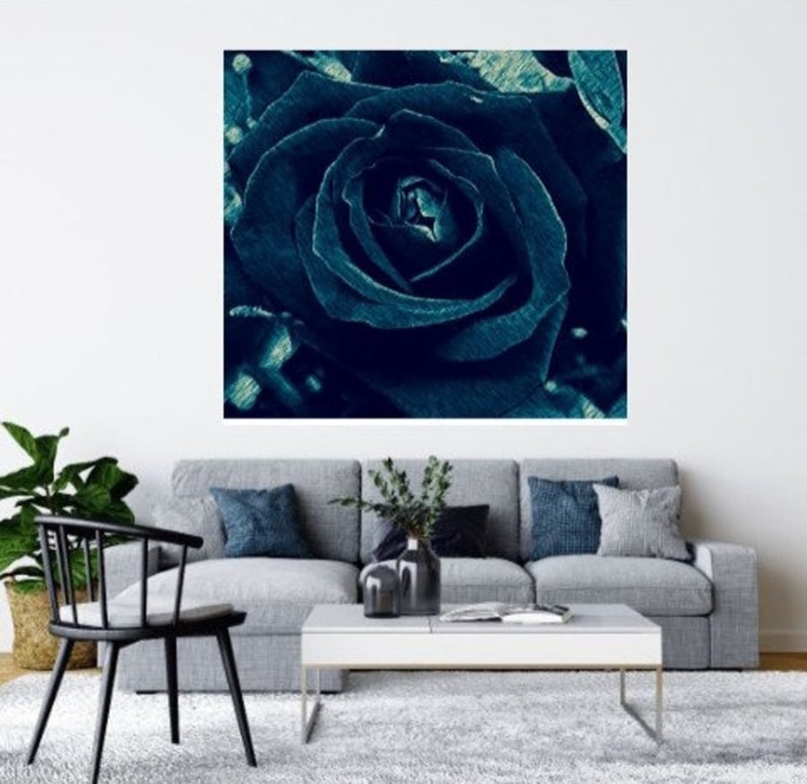 TURQUOISE ABSTRACT ROSE.