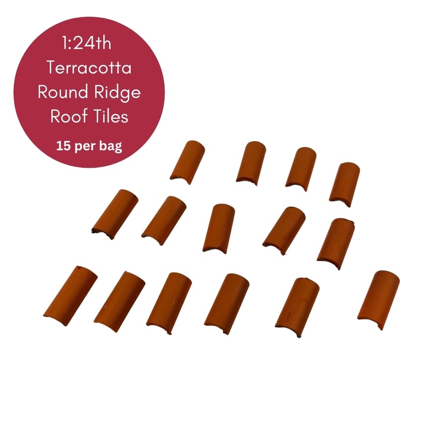 1:24th Scale Miniature Model Doll house Round Ridge Roof Tiles Trim Terracotta