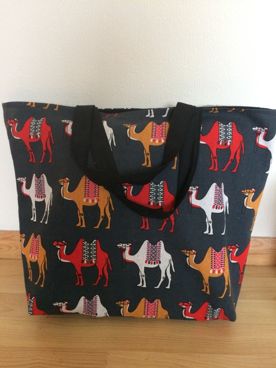 Camel Print Tote shopping  bag