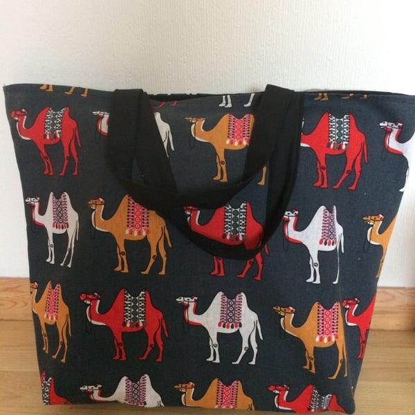 Camel Print Tote shopping  bag