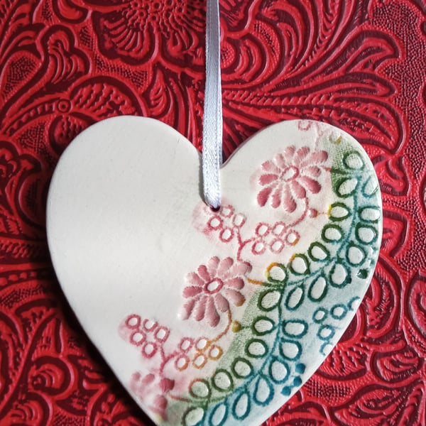 Ceramic "wildflower" heart hanging 