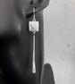 Silver long dangly pendulum earrings with hearts. - Image 4