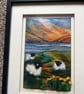 Moorland sunset  with lake and sheep needle felt picture black frame  - Image 3
