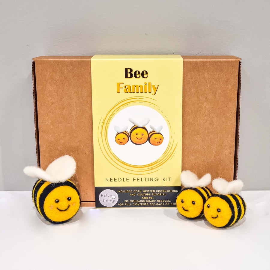 Bee Family Needle Felting Kit: DIY Craft for Beginners