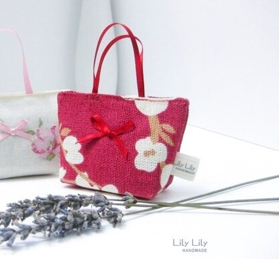 Red blossom Lavender Bag, Handmade scented bag