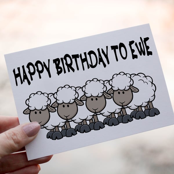 Happy Birthday To Ewe Birthday Card, Sheep Birthday Card, Personalized Sheep