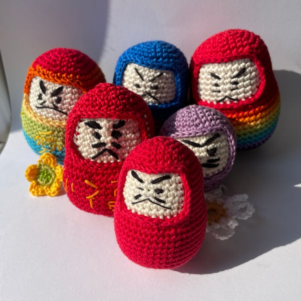 Crochet "Good Luck" Daruma Dolls