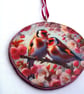 Goldfinches decoupage log slice wall decoration. - Image 3