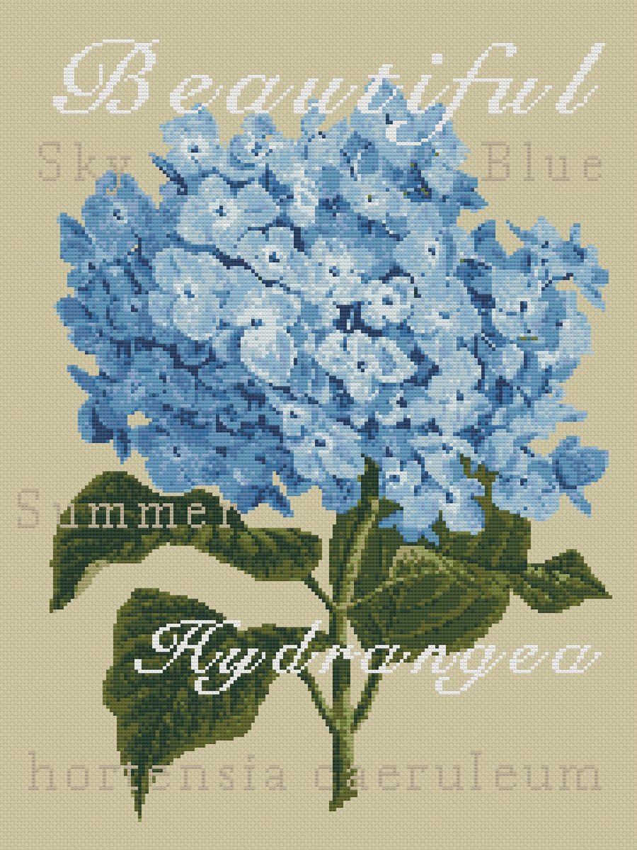 040 - Rustic Hydrangea - Cross Stitch Pattern