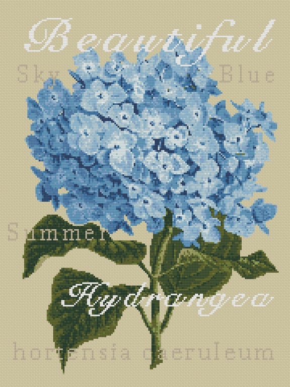 040 - Rustic Hydrangea - Cross Stitch Pattern