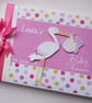 Stork girl baby shower guest book, stork baby shower party gift - Image 1