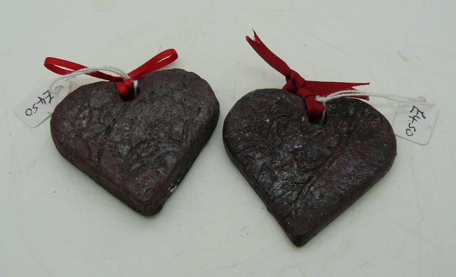 Clay hanging red hearts