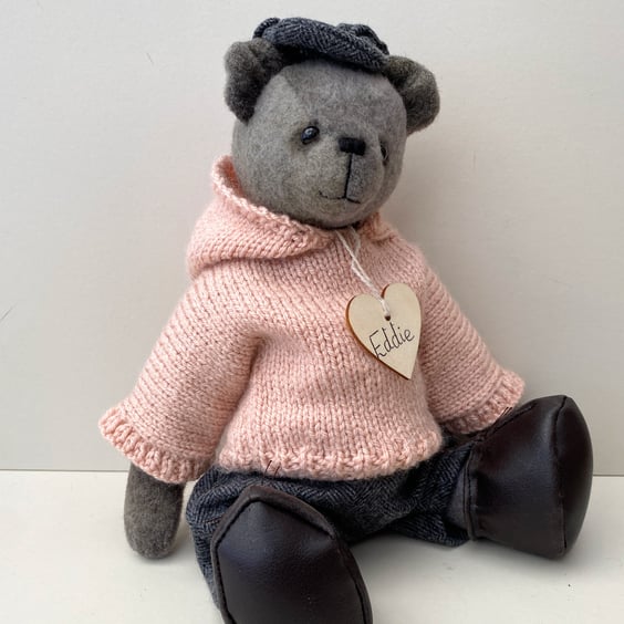 Teddy, handmade UK designed adult collectors bear. One of a kind dressed bear 