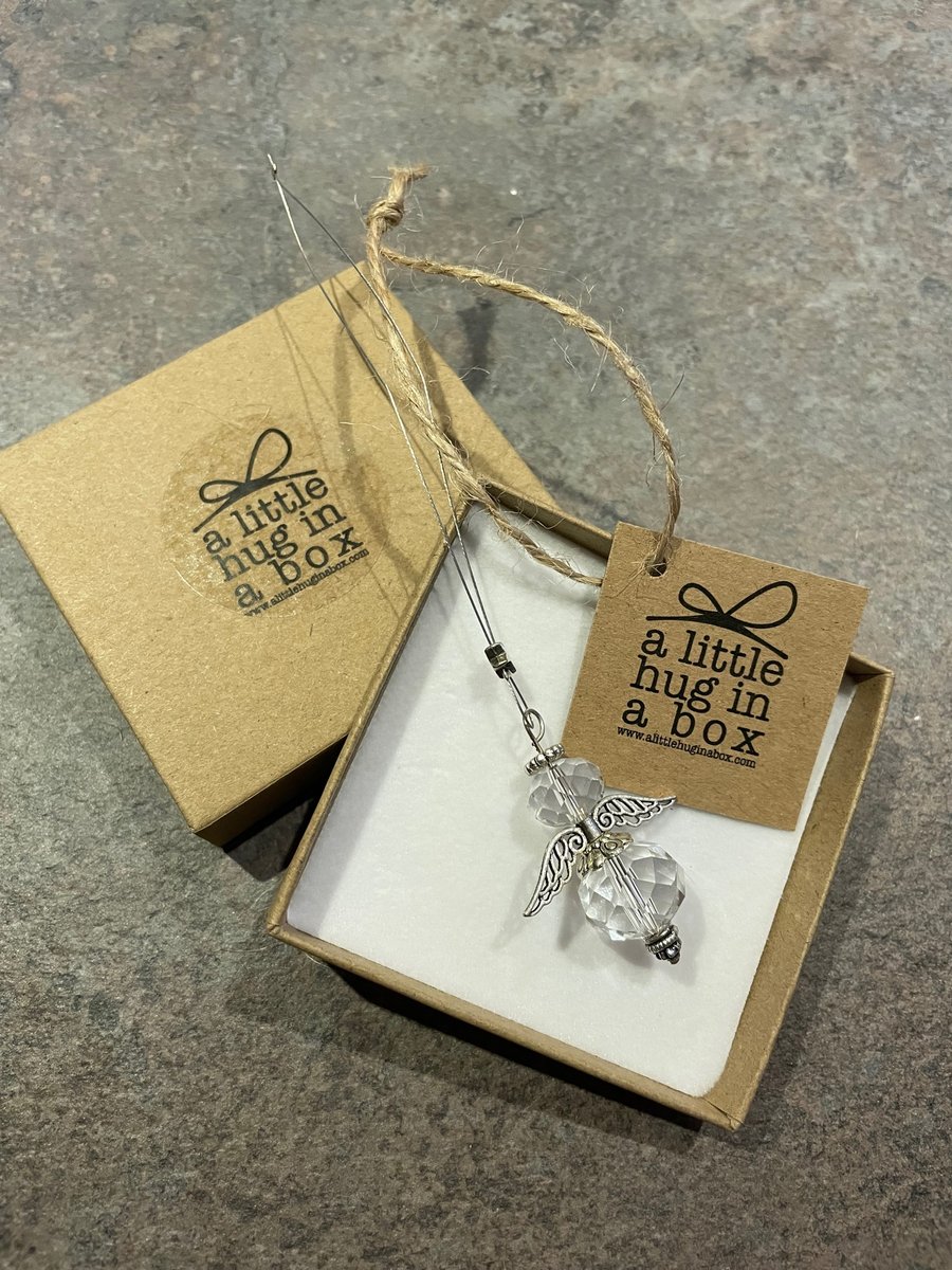 A Little Hug in a Box Crystal Angel Christmas Decoration