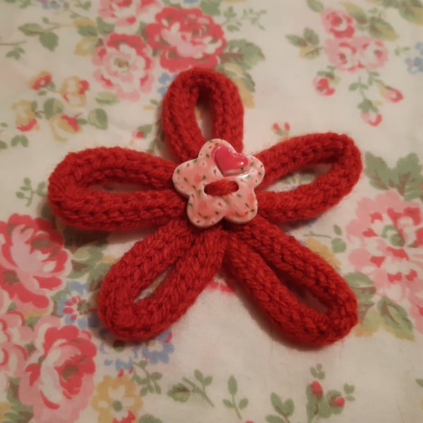 Red Flower Brooch 2