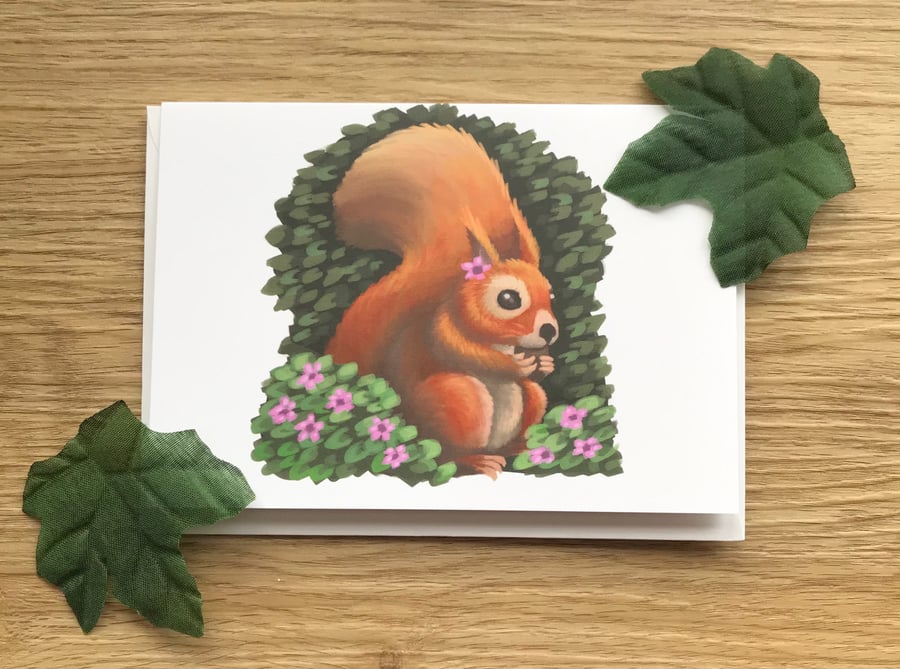 Red Squirrel blank greeting card