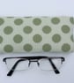 Sunglasses, glasses case, pouch, cream with large green dots - Image 1