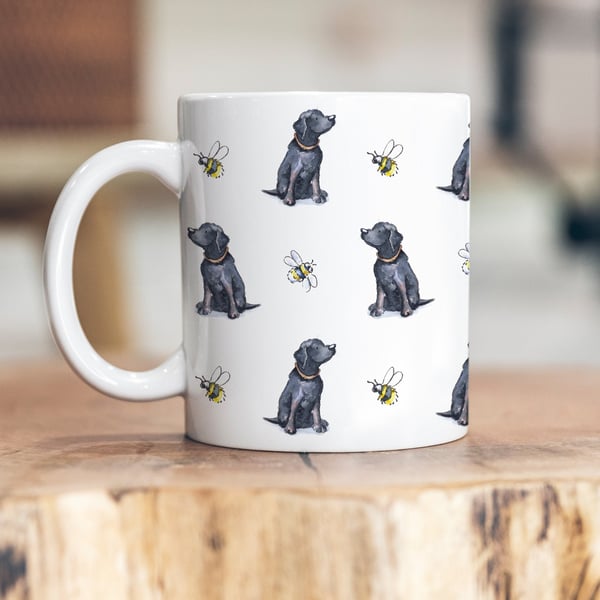 Black Labrador and Bee Ceramic Mug