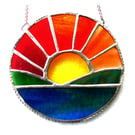 Sunrise Picture Stained Glass Suncatcher Handmade Sea Ring 