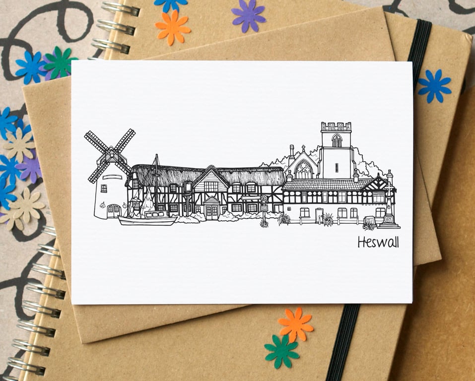 Heswall Wirral Skyline Greetings Card