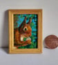 Red Squirrel and the Walnut Miniature Oil Painting - Image 1