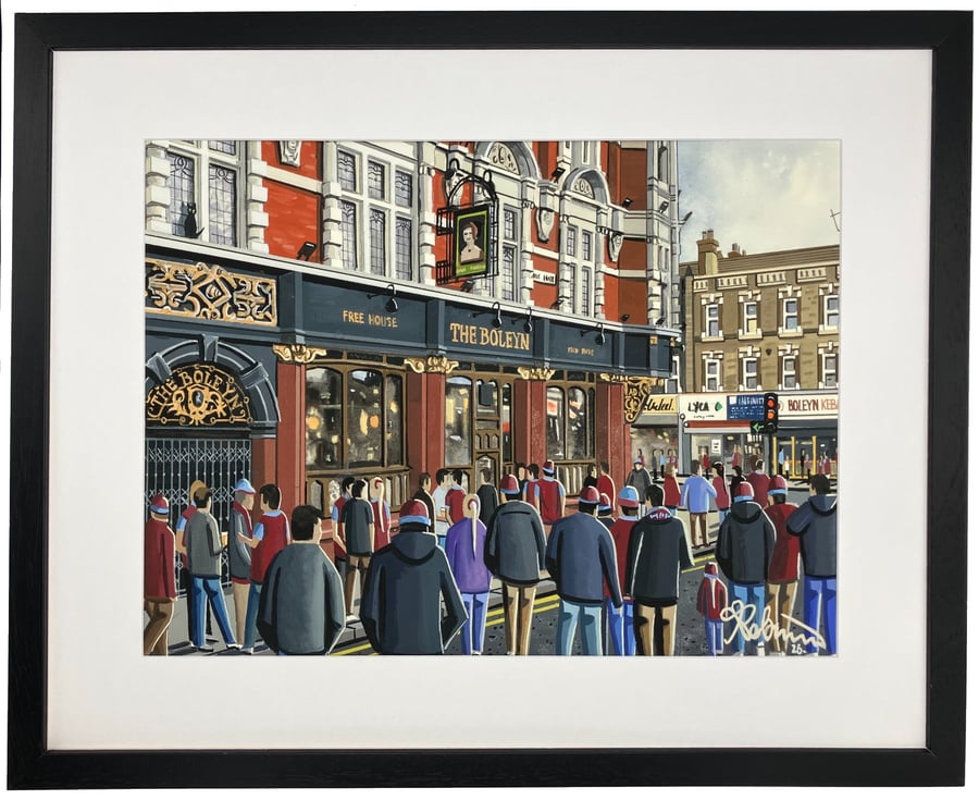W Ham. Boleyn Tavern. West H. Framed Utd Football Club F.C Art Print 20" x 16"