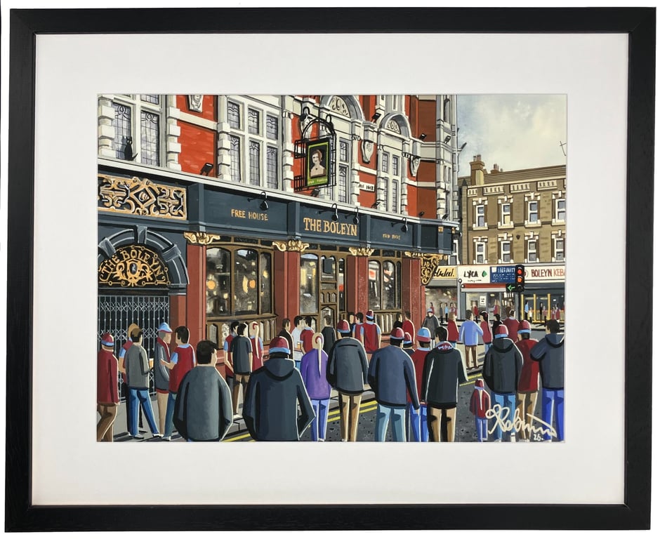 W Ham. Boleyn Tavern. West H. Framed Utd Football Club F.C Art Print 20" x 16"