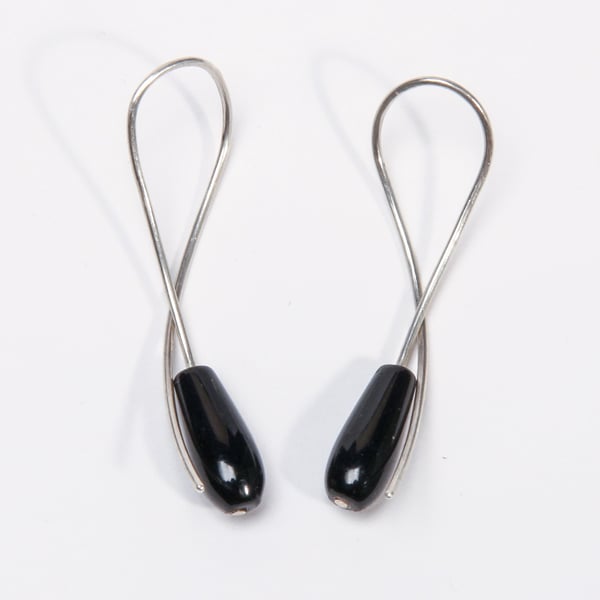 Silver Wire Onyx Drop Earrings