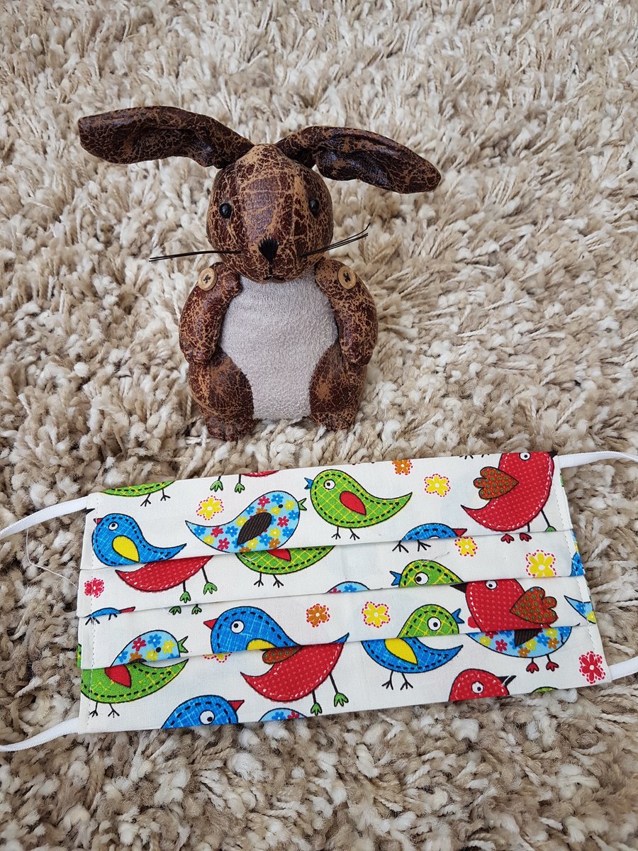 Adult face covering – Patchwork Bird print