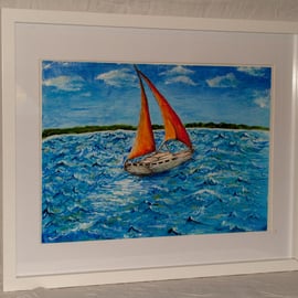 Original acrylic sailboat painting