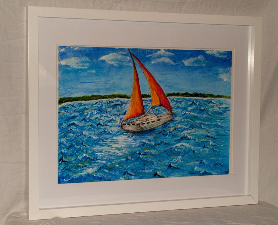 Original acrylic sailboat painting