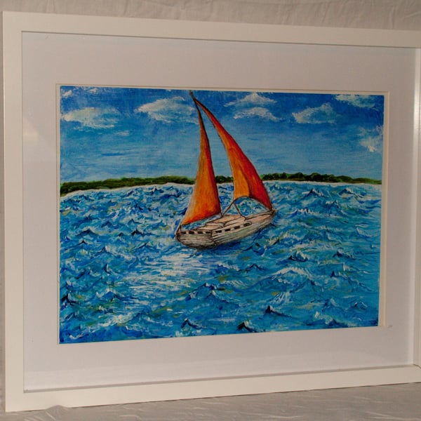 Original acrylic sailboat painting