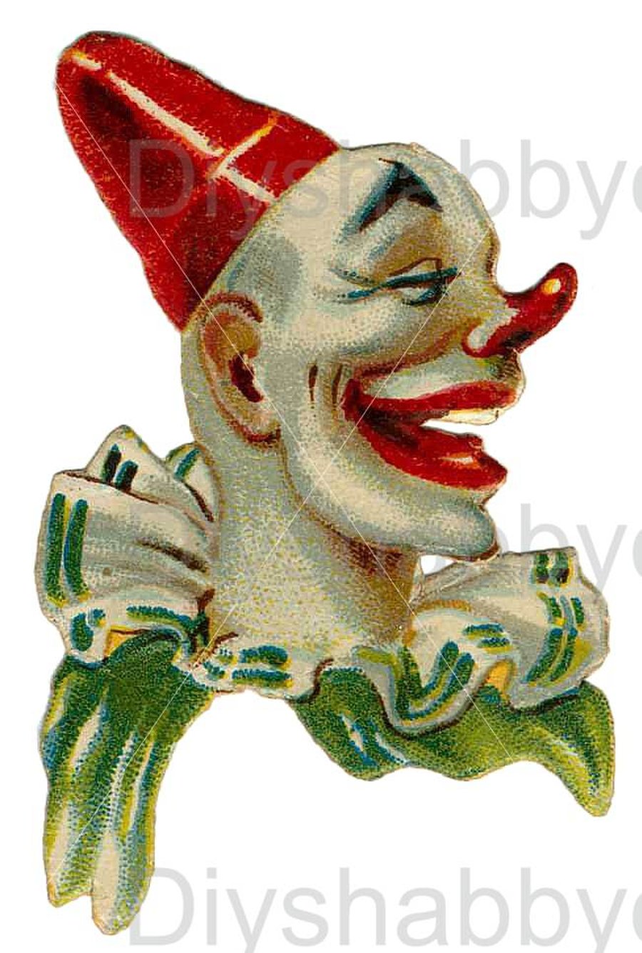 Waterslide Furniture Decal Vintage Image Transfer DIY Shabby Chic Laughing Clown