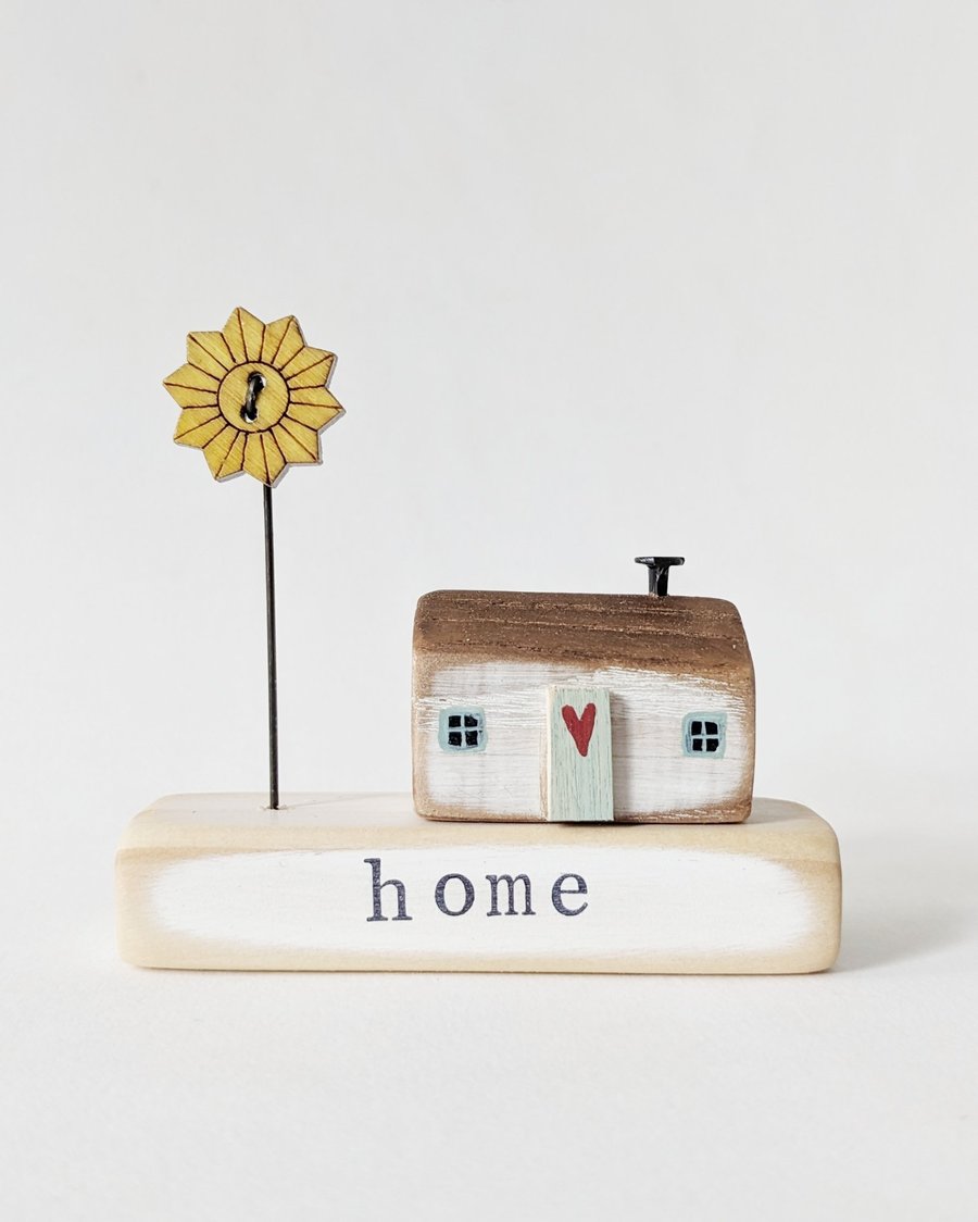 Little Wooden Painted House and Base in a Bag