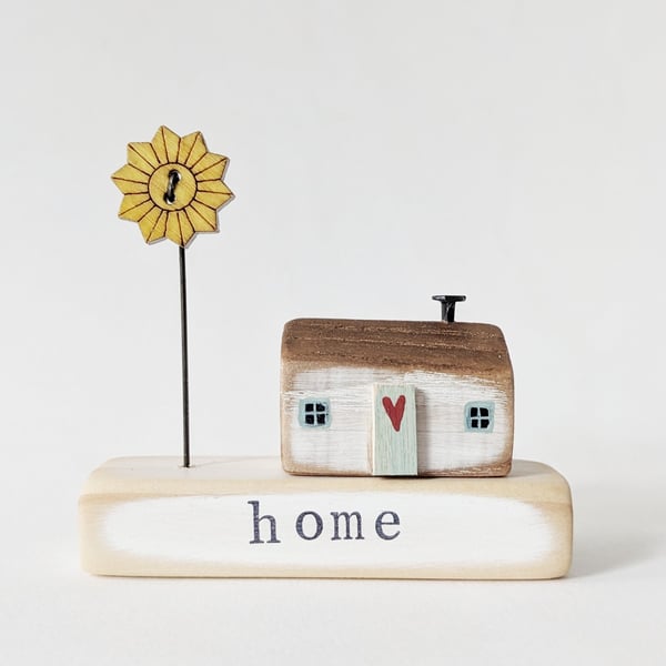 Little Wooden Painted House and Base in a Bag