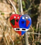 Red and Blue Fused Glass Lovebirds - 6190 - Image 5