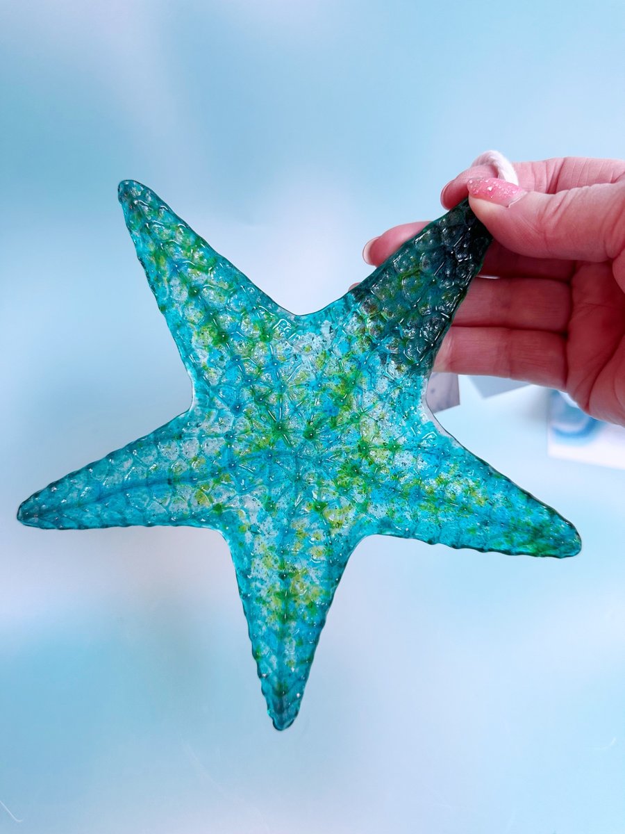 Large Fused Glass Starfish -Turquoise-Teal
