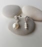 Silver and Pearl Mismatched Lichen Dangle Drop Earrings - Image 5
