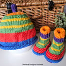Baby Pure Cotton Beanie Hat & Booties Set 3-9 months size 