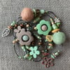 “Mint and Taupe” lariat necklace
