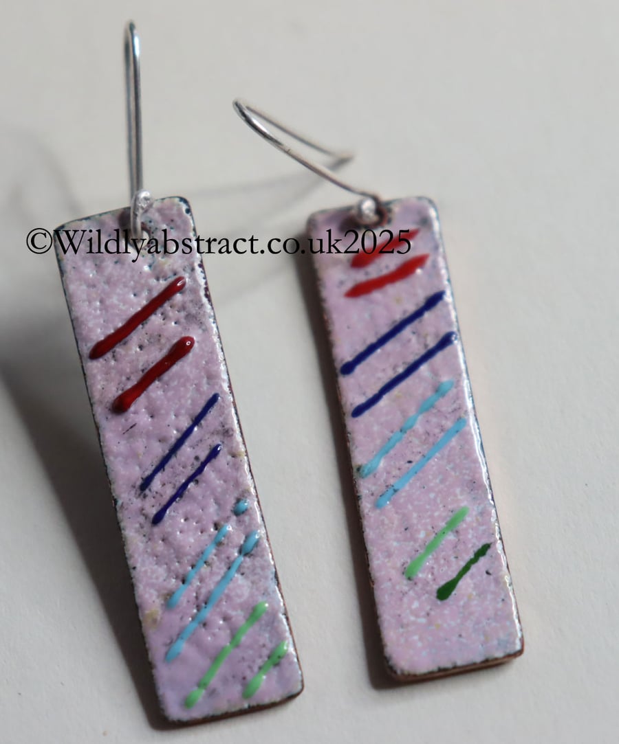 Pink rectangular dangle earrings