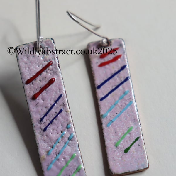 Pink rectangular dangle earrings