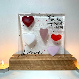 Fused Glass Freestanding Valentine's Tile