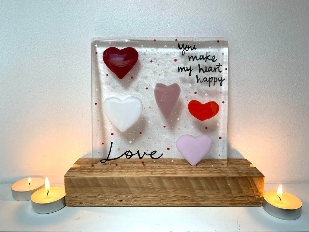 Fused Glass Freestanding Valentine's Tile