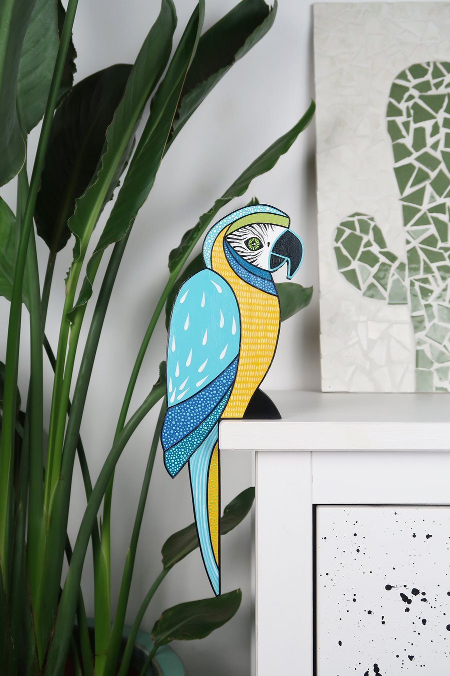 Blue macaw door topper, parrot door decoration, tropical jungle theme decor.